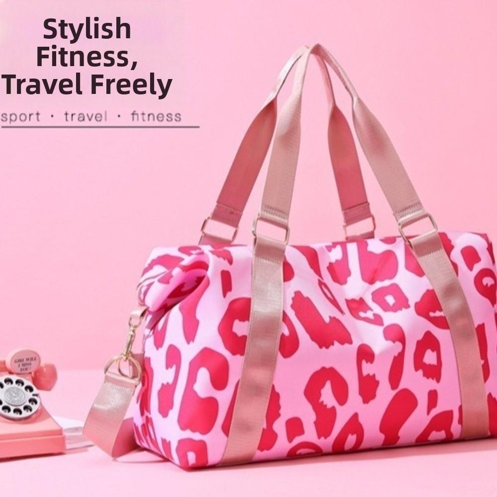 Large Capacity Gym Bag Leopard Print Shoulder Bag Spacious Handbag  Fitness Sports