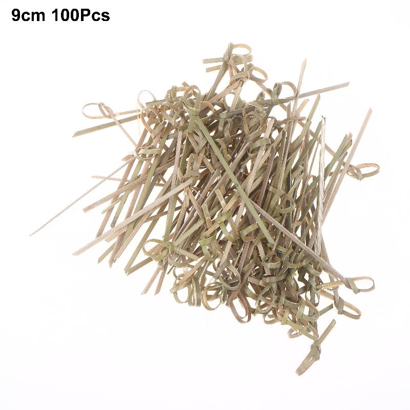 100/200Pcs Disposable Bamboo Knot Skewers Cocktail Picks With Twisted Ends For Snacks Club Sandwiches Party Barbeque Forks