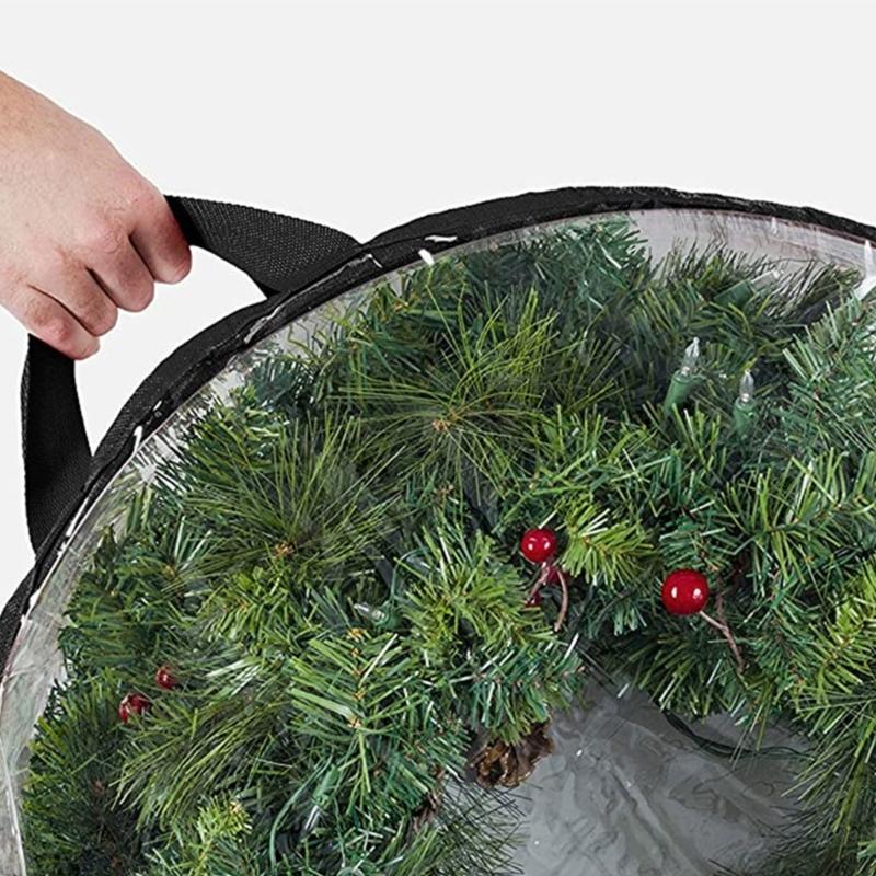 Christmas Wreath Storage Bag Garland Wreath Container Case Round Shaped Decorations Holiday Ornament Pouch