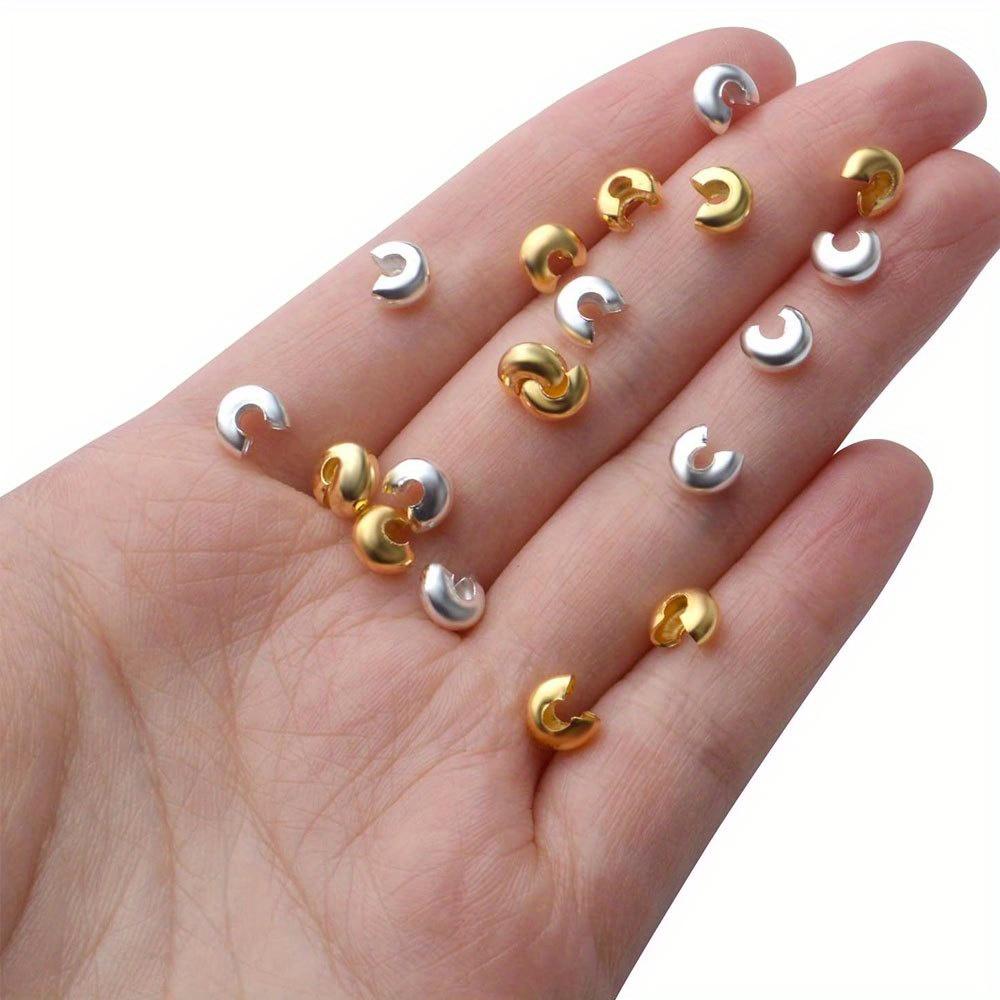 10/30/50pcs 6mm Brass Crimping Bead Cap Jewelry Making Accessories, Semi-circular Opening Tube Bead Joint Jewelry Making Cap