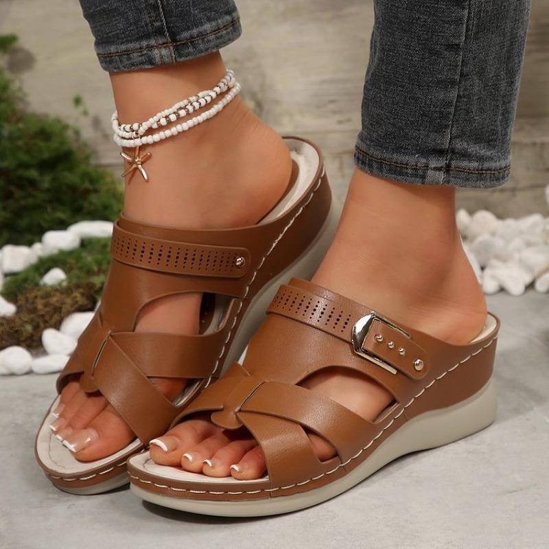 Summer Slippers Solid Color Platform Comfortable and Tall Slippers Women