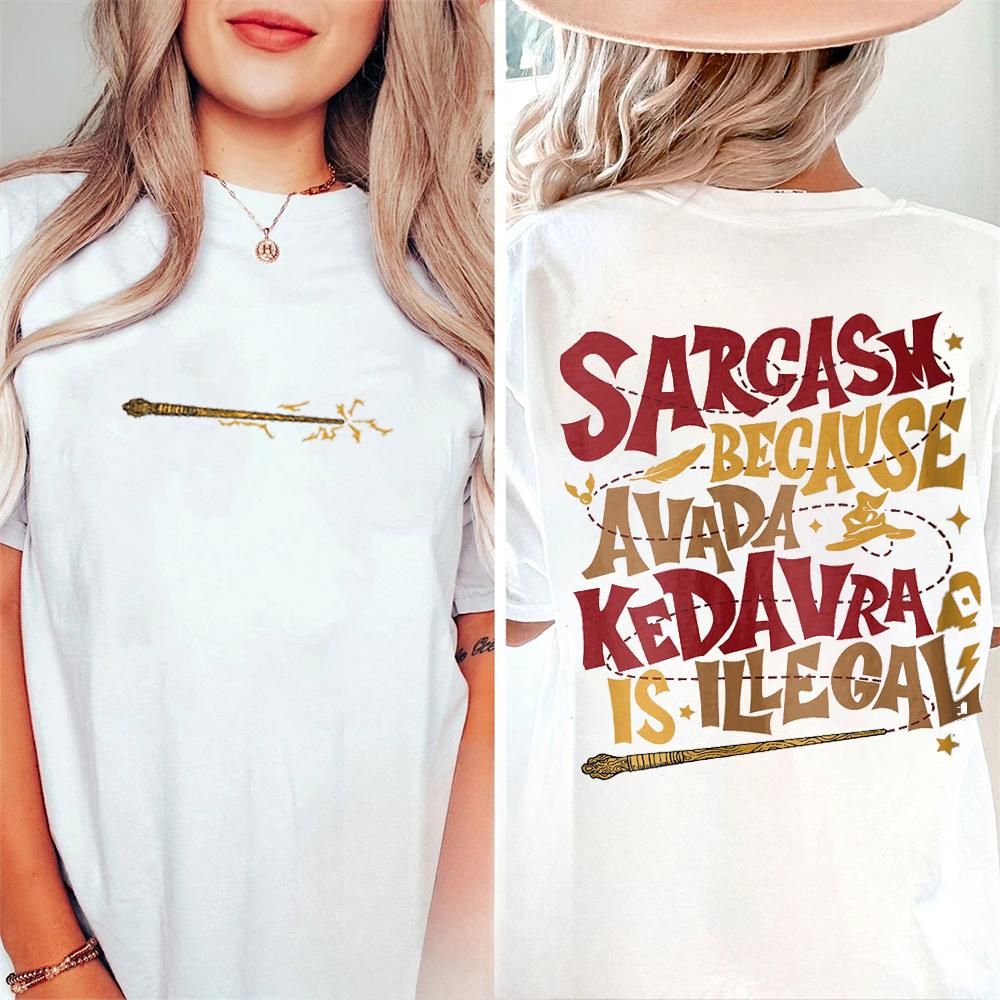 100 Cotton Loose Retro Shirt Sarcasm Because Avada Kedavra Is Illegal Shirt Wizard School Unisex Tee Fantasy Apparel Y2K Top