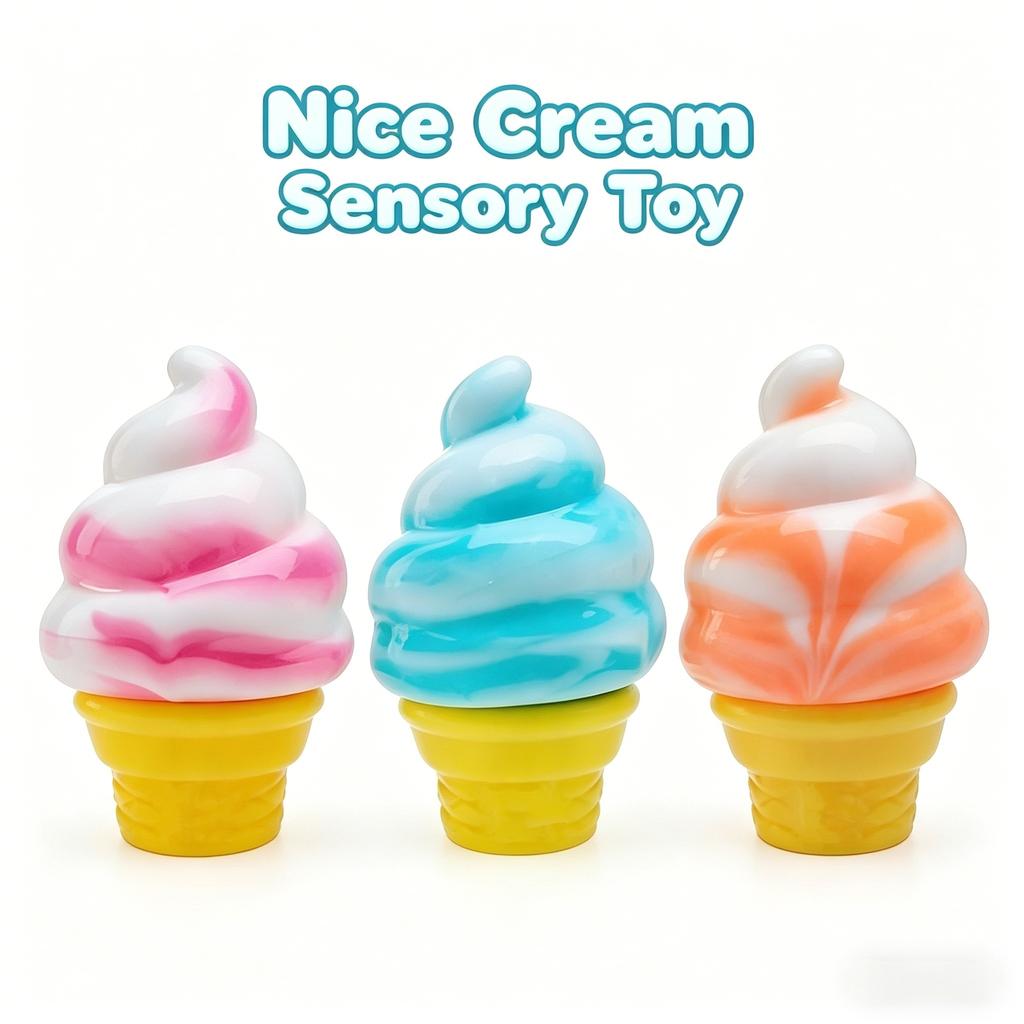 New Squishy Ice Cream Sensory Toy, Slow Rising Stress Relief Squeeze Toy For Kids Adults, Fidget Toys For Anxiety Adhd