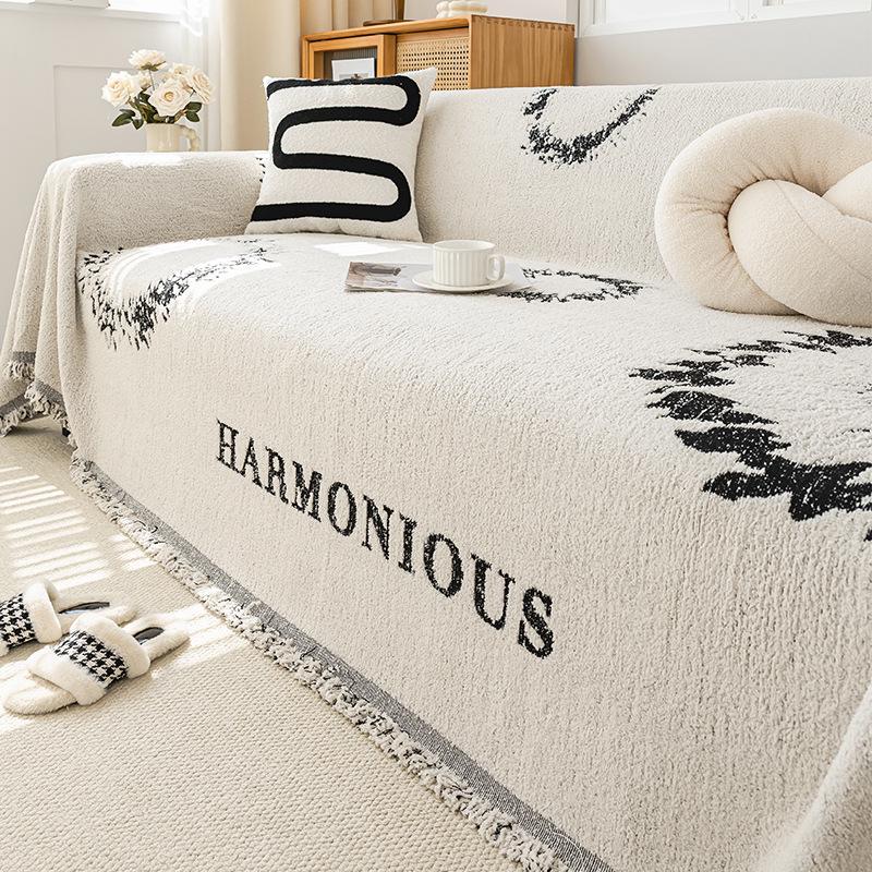 

Плюшевая пряжа Зимнее утолщенное полотенце для дивана Полное покрытие Ткань Nordic Высококачественное универсальное всеобъемлющее пылезащитное покрытие Нескользящее одеяло 90*180cm