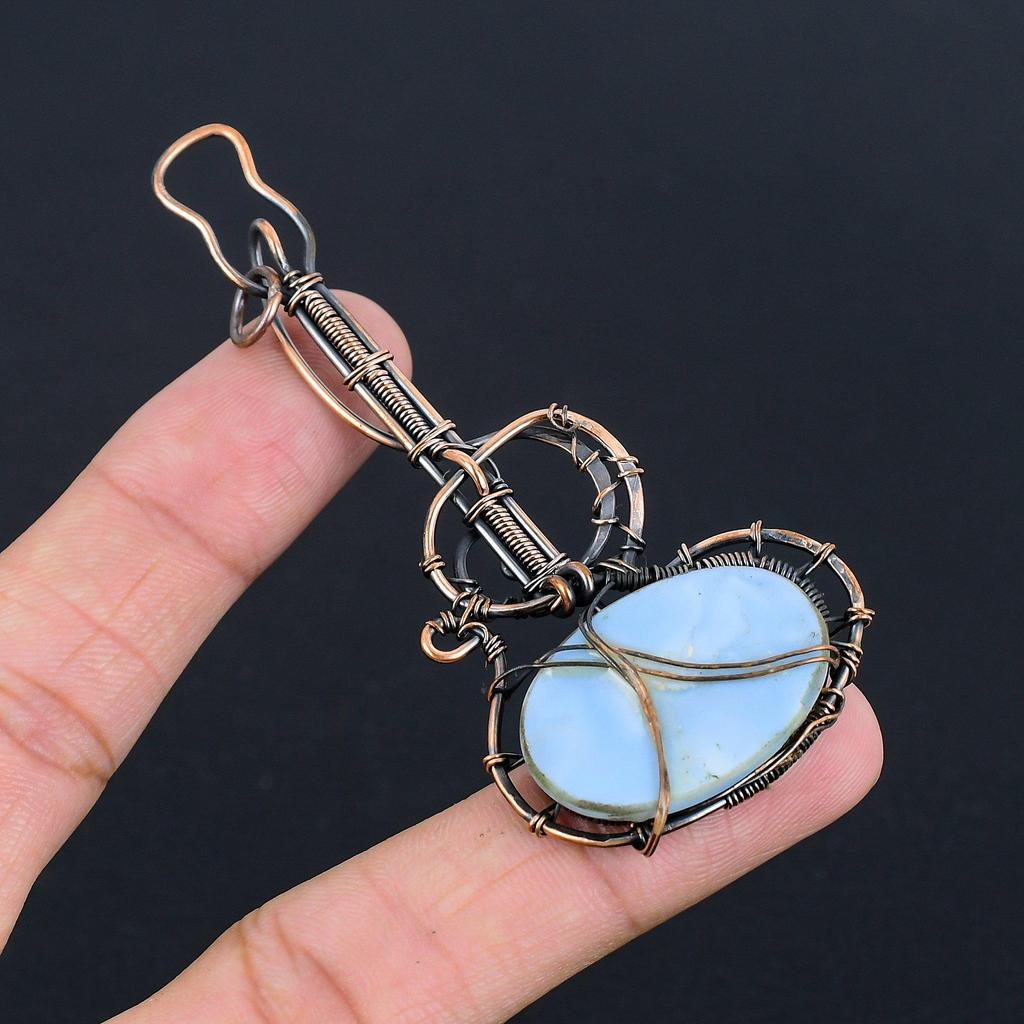 Owhyee Opal Gemstone Pendant 999 Copper Wire Wrapped Jewelry, Handmade Antique Pendant Jewelry, Gift For Mother
