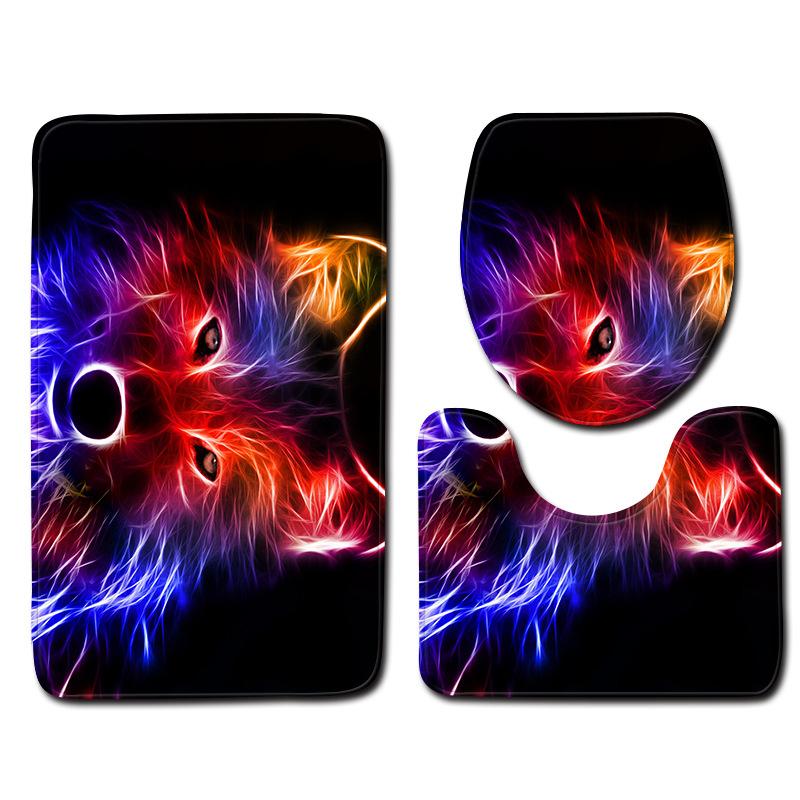 Wolf Badezimmer Toilette Dreiteilig Bodenmatte Fußmatte Badezimmerteppich