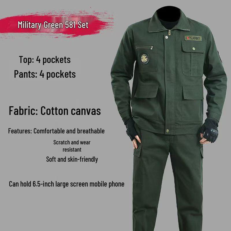 Spring & Autumn Men's Workwear Set: Anti-Scald, Wear & Dirt Resistant for Welding, Auto Repair, and Construction