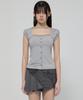 Peulleeoeob Lace Sleeve Top (Fl-112_Gray)