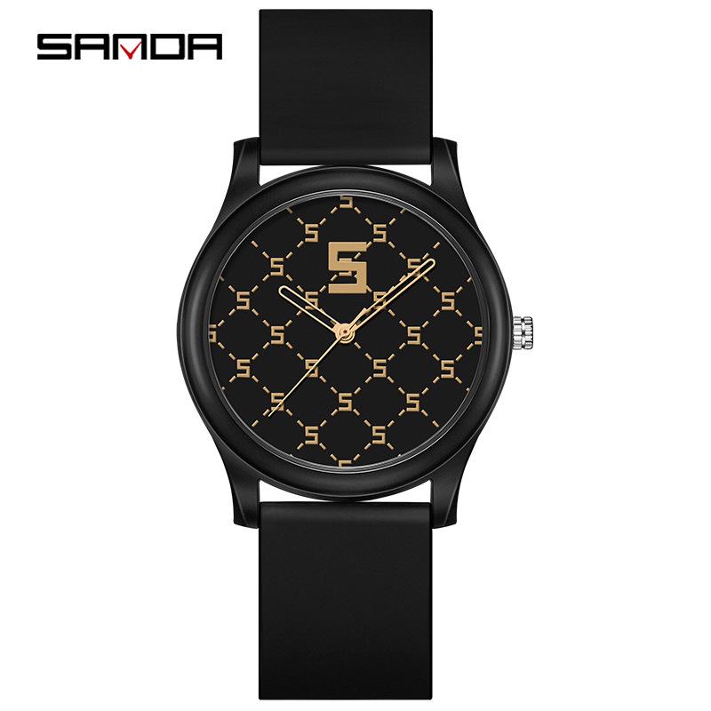 SANDA Rainbow Silicone Strap Unisex Waterproof Minimalist Fashion Watch