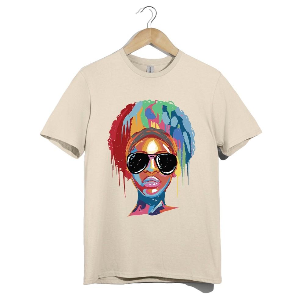 Afro Žena Umění Tričko Unisex Barevné Pop Art Grafika Černá Královna Dárek Móda