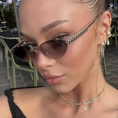 Riveted Cut-Edge Cat-Eye Sunglasses – European & American Fashion, High-End Sun Protection