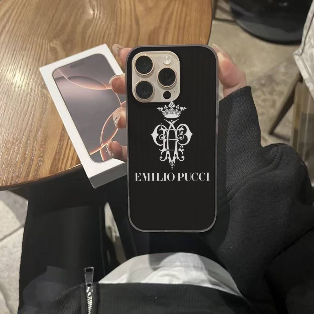 E-Emilio Logo Pucci Per IPhone 17 16 15 11 12 13 14 Pro Max Plus Pro Cover Posteriore Traslucido Ondulato per Telefono