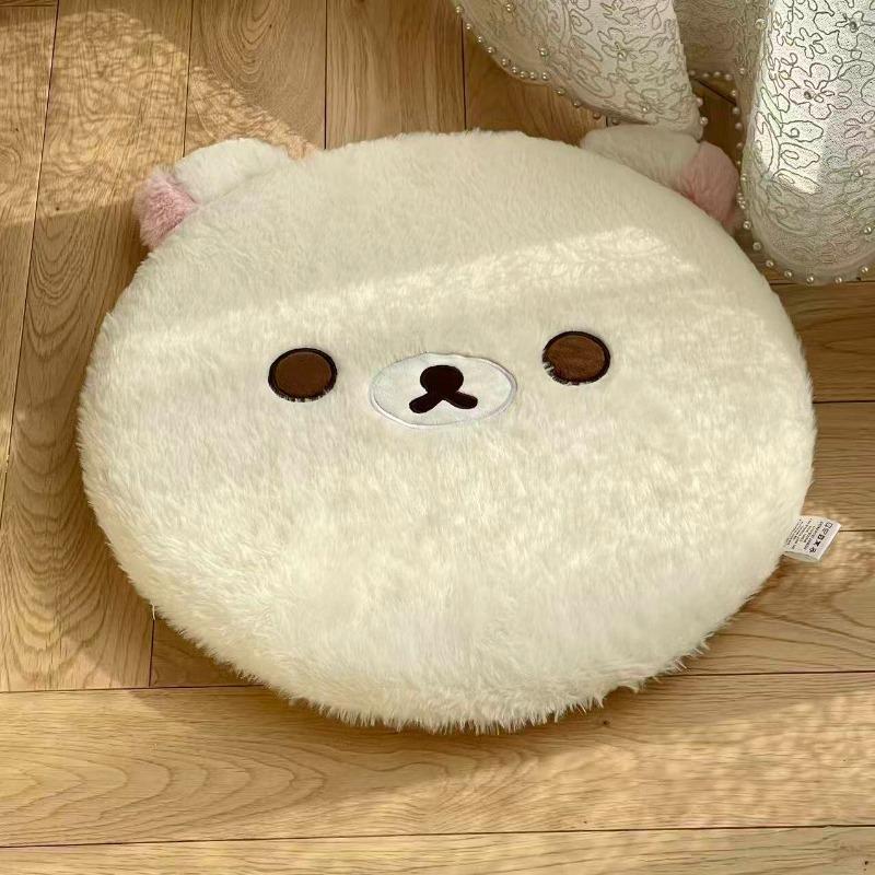 Adorable Rilakkuma Circular Memory Foam Seat Cushion Plush Office Chair Pad Sedentary Support Buttocks Pillow Removable Washable