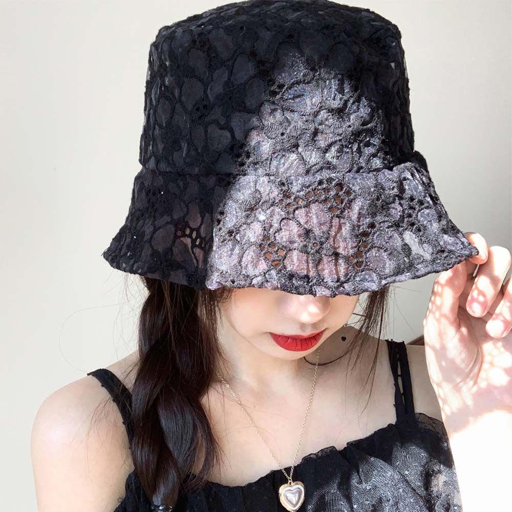 Mesh Basin Pure Color Caps Hollow Summer Hat Flower Lace Bucket Hat Sun Cap Female Hats Sun Hat