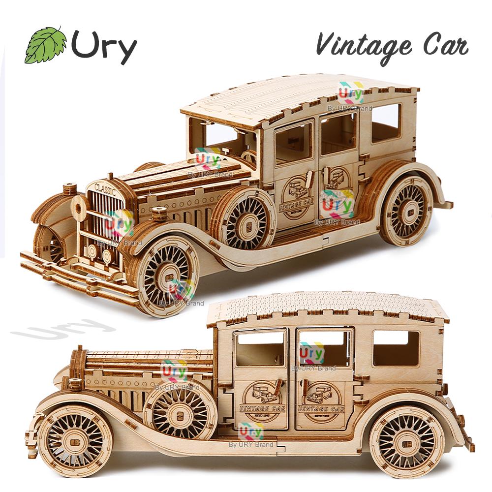 3D Ury Wooden Puzzle Retro Vintage Car Classic Nostalgic Movies Vehicle Assembly Model Diy Decoration Gift Toys For Kids Adults