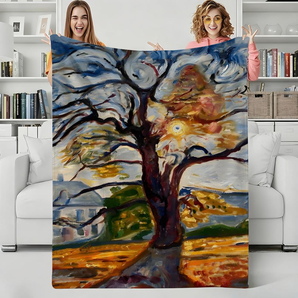 Artist E-Edvard Munch Throw Flannel Blanket Perfect for Sofa Office Bed Travel Sleep Read Relax Camping four season use