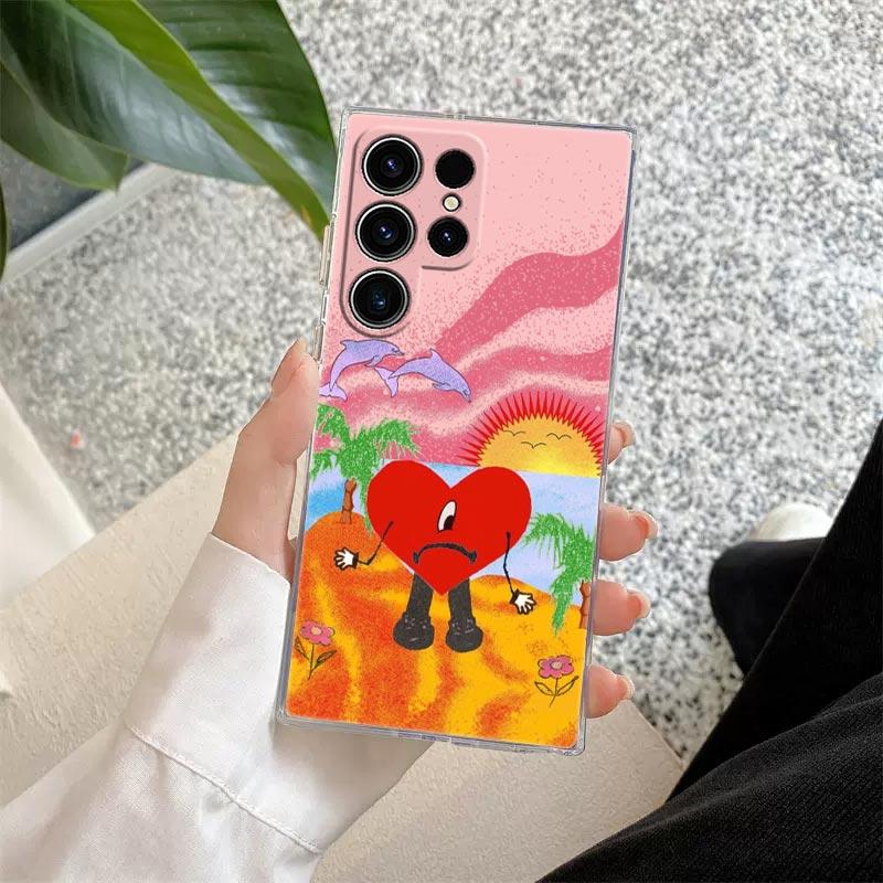 Bad Bunny Heart Rabbit X 100pre Phone Case For Samsung S24 S23 Ultra S22 S20 Plus S21 FE Clear Cases Cover Galaxy S24Ultra Funda