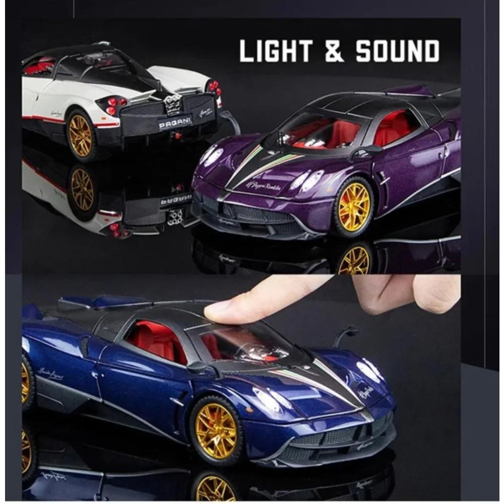 1/24 Pagani Huayra Dinastia Diecast Alloy Car Model Toys 4 Door Opened Sound And Light Pull Back Sports Vehicles For Child Gifts