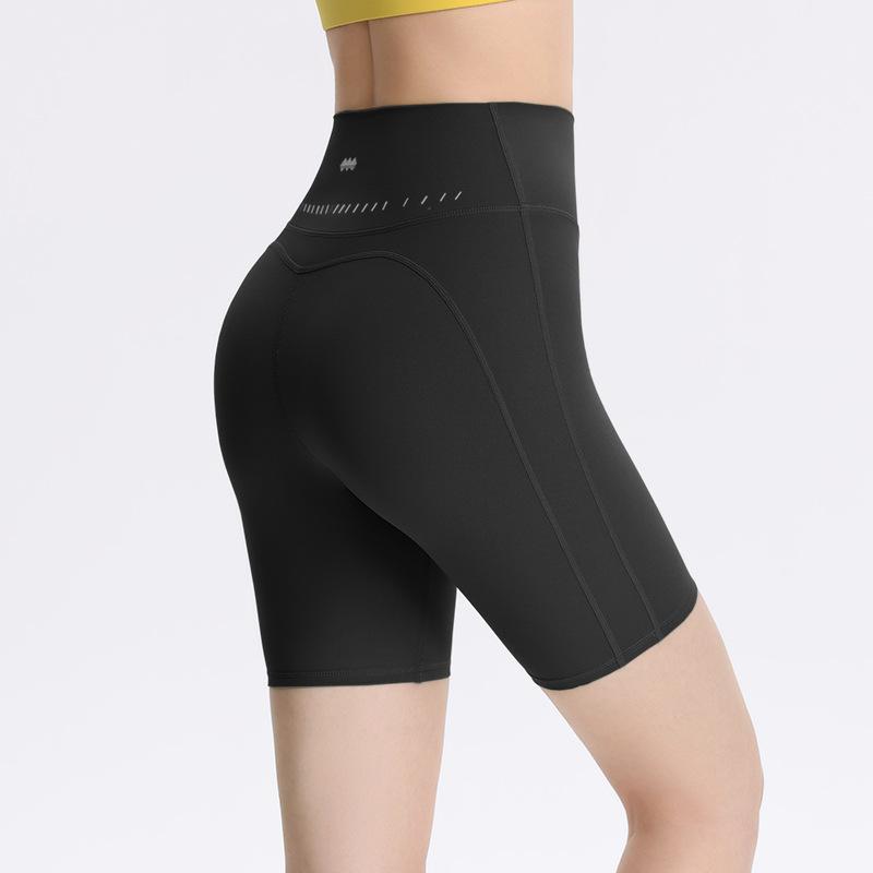 

Sports shorts peach buttocks fitness season nude thin elastic tight high waist hip lift five points yoga pants summer S чорний