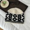 Warm Beanies  Grid Printing Knit Cap Sweet Jacquard Knitted Hat  Girls