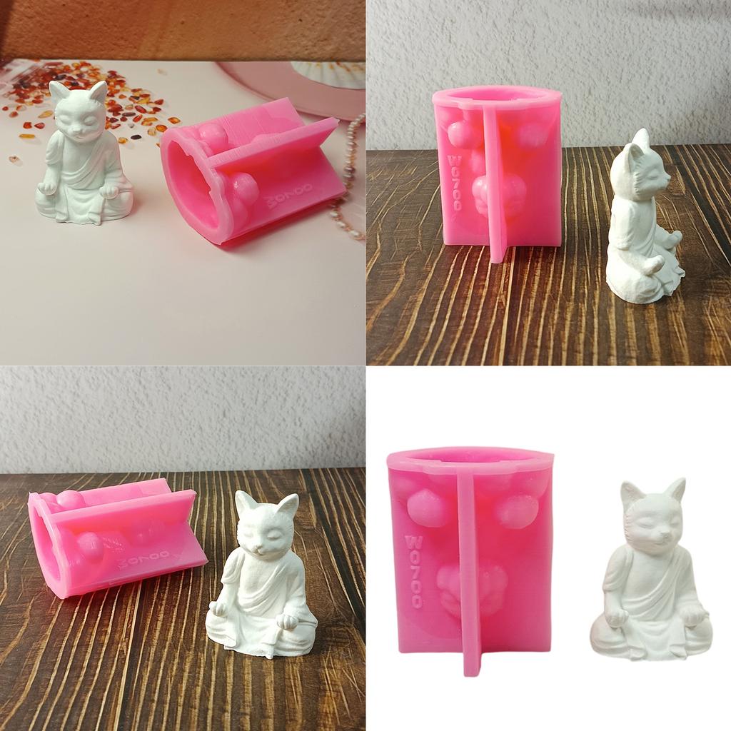 Meditation Cat Candle Mould Silicone Molds Plasters Molds Ornament Molds Castings Molds Animal Molds Craft Supplies