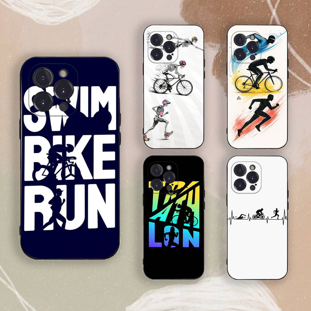 Triatlon Plavání Kolo Běh Pouzdro na telefon pro iPhone 17,16,15,14,13,12,11,Pro,X,Xs,Max,Plus Nárazuvzdorný kryt