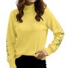 Women's Semi High Neck Long Sleeved Knitted Sweater Top, Loose Embroidered Sweater