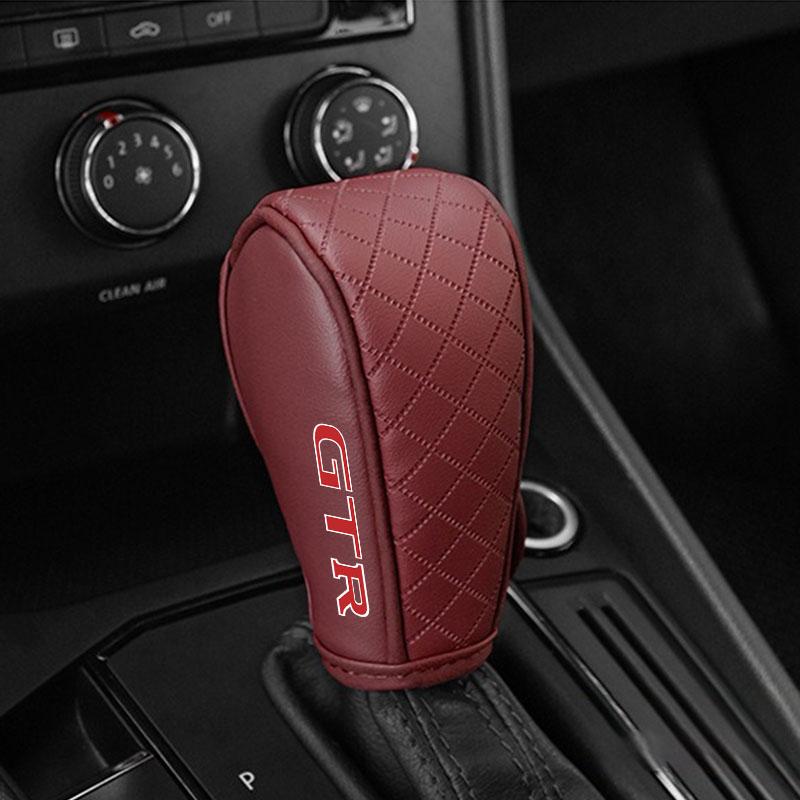 1pc Car Gear Shift Cover PU Leather Shift Lever Cover Gearbox Shifter Knob For Nissan GTR C210 R30 GTS-R R33 R34 GT-R R35 Nismo