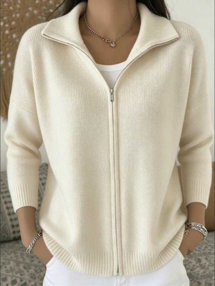 European & American Zipper Knit Cardigan Sweater - Autumn/Winter Casual Fashion for Women