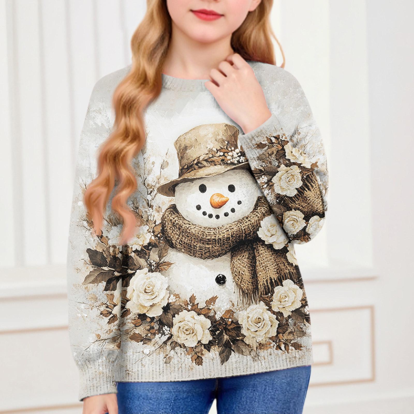 

Рождественские свитшоты для детей мальчиков и девочек вязаный свитер милая рубашка осенний пуловер с круглым вырезом топы 100