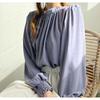 Cross-Border Japanese and Korean Sweet Fashion Commuter Ol Spring/Summer New Arrival Stand Collar Not Wrinkle Loose Bubble Long Sleeve Chiffon Shirt