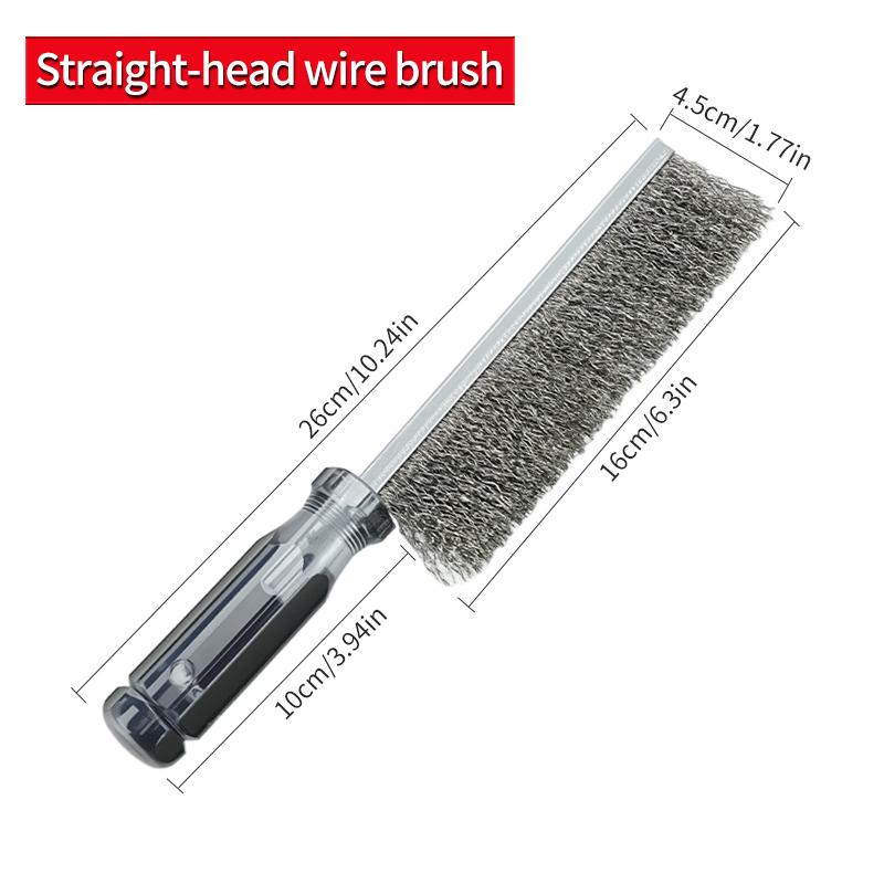 Stainless Steel  Bristle Cleaning Brush Industrial Grade Steel Wire for Rust Removal/ Grill Cleaning/Crevice Cleaning Straight head