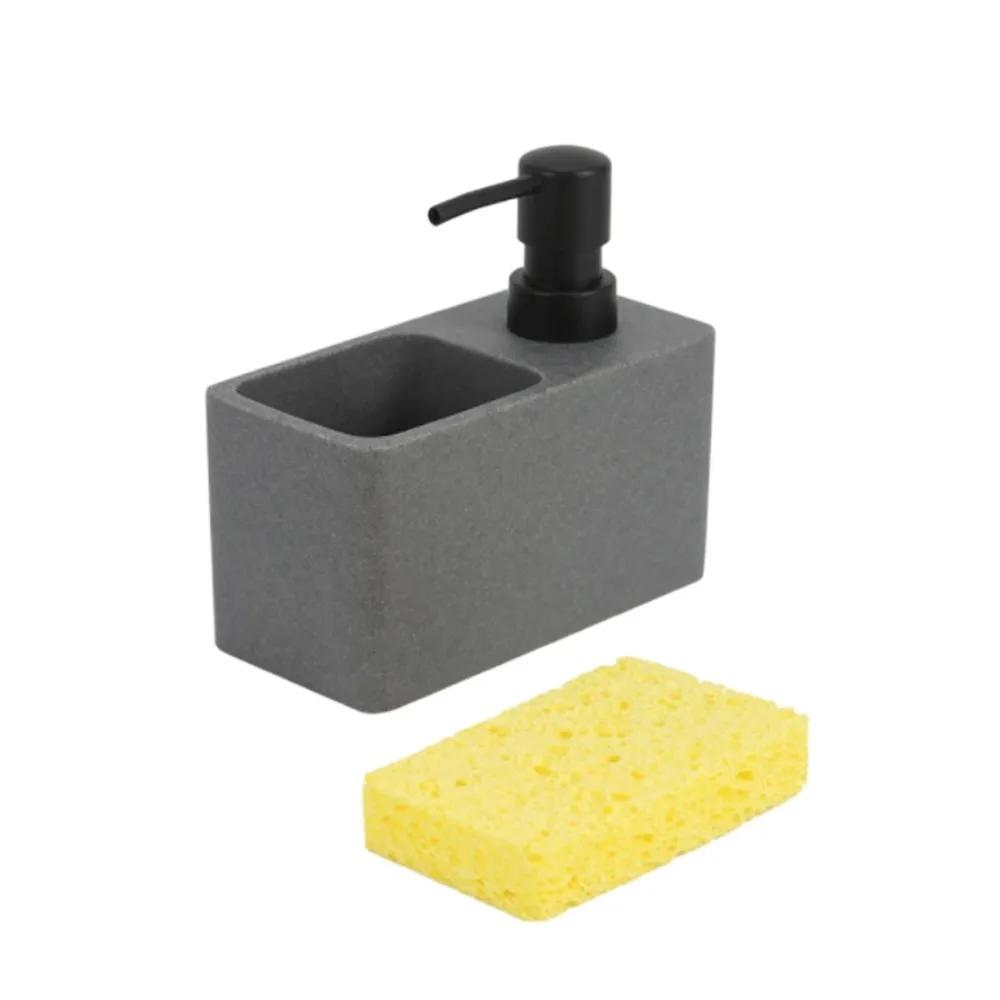 2 in 1 marble texture soap dispenser and sponge holder, elegantly designed lightweight luxury organizer, bathroom
