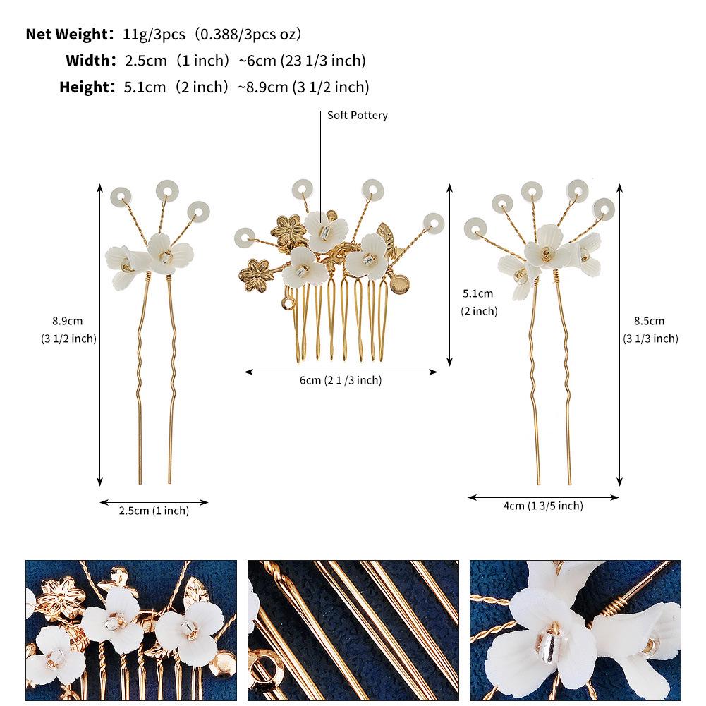 

Ретро Свадебные Головные Уборы: Набор гребней с жемчугом и стразами с заколкой для волос с керамическим цветком ручной работы