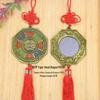 Feng Shui Alloy Bagua Mirror Pendant with Zodiac Signs & Taiji Symbols