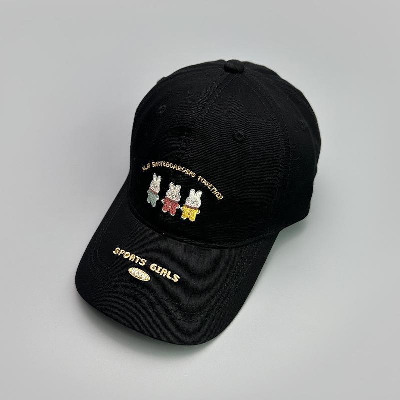 Cute Cartoon Rabbit Embroidered Baseball Cap Women Show Face Small Shade Sweet Cap