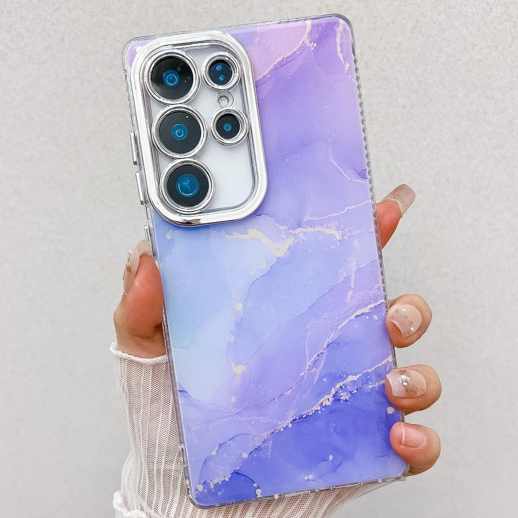 Electroplated IMD marble pattern is suitable for Samsung S25ULTRA mobile phone case S24FE fine hole gradual change smudge A26/56