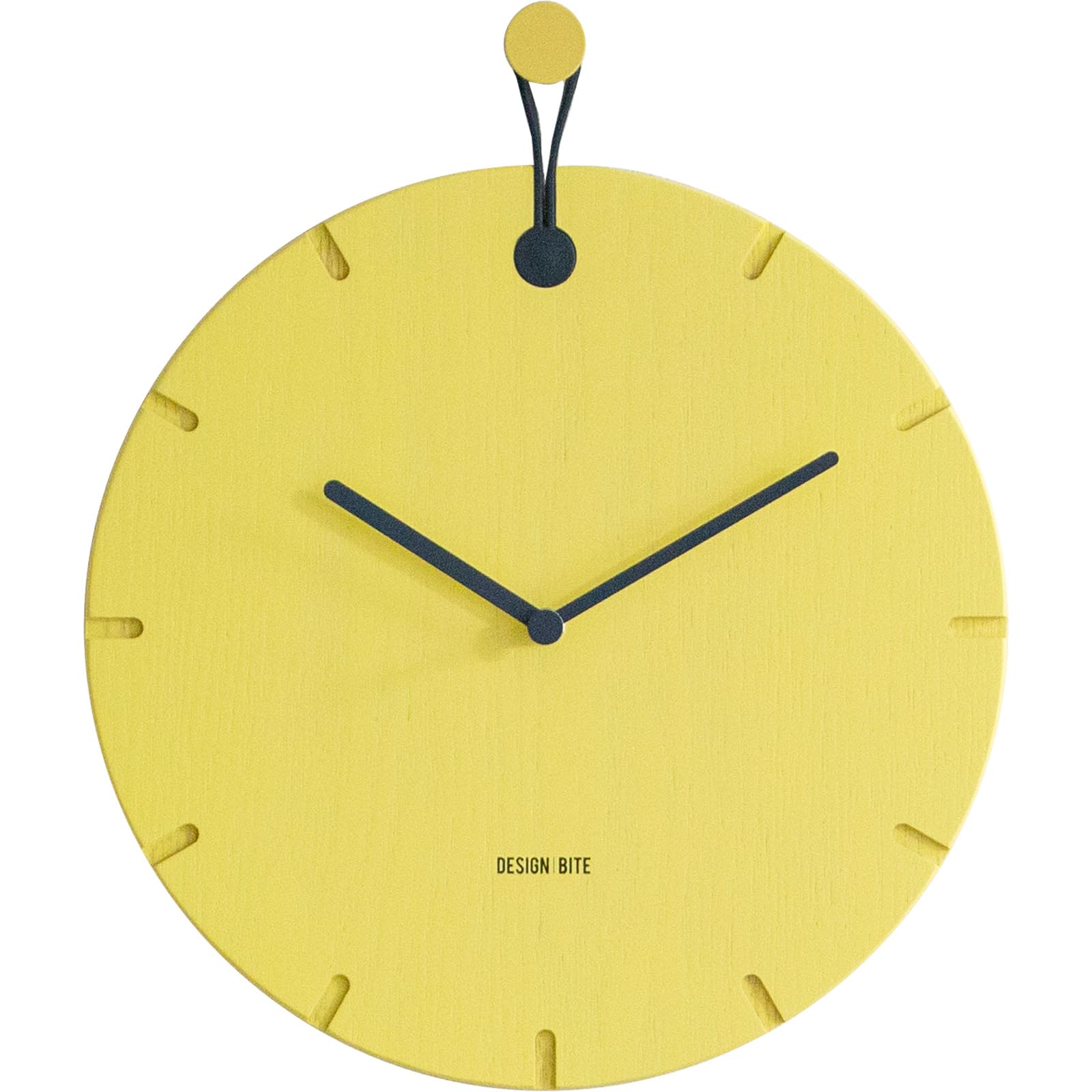 

DESIGN BITE Danish Clock, Stylish, Nordic, Silent, 30cm Wooden Wall Clock, Simple Design (Lemon)