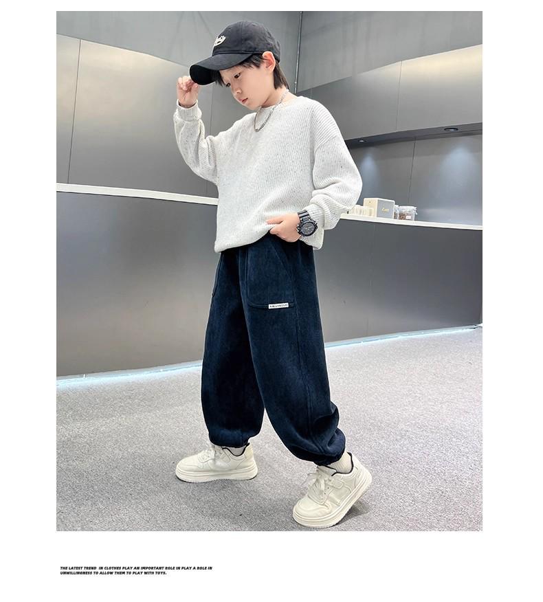 Boys' Thickened Fleece-Lined Corduroy Pants - New 2025 Autumn/Winter Collection