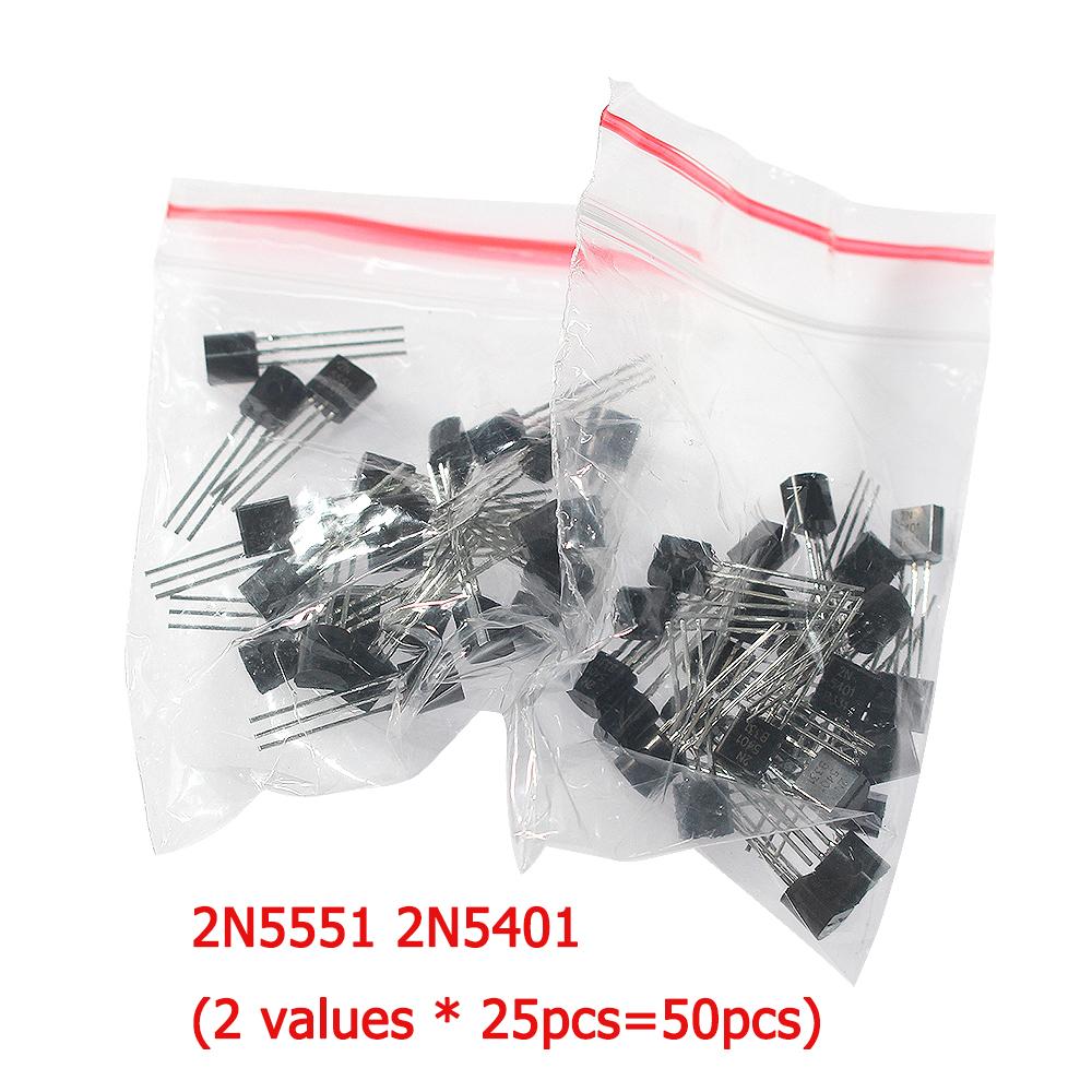 

50-900PCS Комплект транзисторів NPN PNP S8050 S8550 S9012 2N3904 2N3906 C1815 A1015 MJE13001 BC327 BC337 BC517 BC547 BC548 BC549 BC558