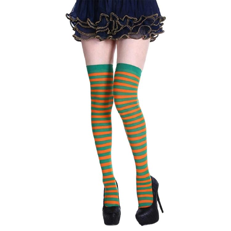 Damen Ringel Oberschenkelhohe Socken Über Knie Strumpfhosen Mehrfarbige Ringel Lange Strümpfe Weihnachten Halloween Cosplay Strumpfwaren