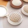 2-In-1 Mini Folding Hair Brush with Makeup Mirror Portable Travel Air Cushion Comb Women Girls Scalp Massage Detangling Brush
