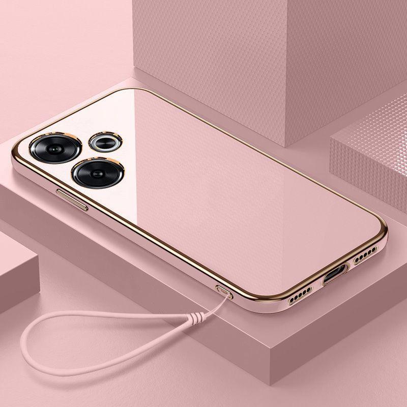 

Чехол для Xiaomi Redmi Turbo 3 Чехол для телефона Redmi Turbo3 с прямым гальваническим покрытием, противоударная силиконовая задняя крышка, мягкая For Redmi Turbo 3&Case & Strap