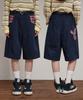 WAIKEI Check Applique Half Pants Navy