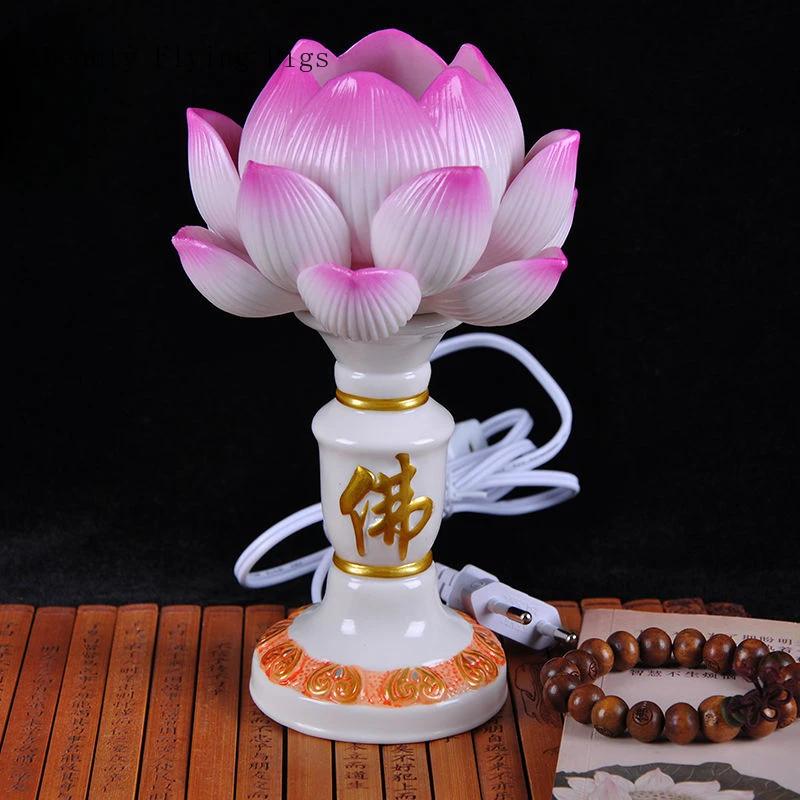 Chinesische klassische handgefertigte Keramik-Kerzenständer, simulierter Buddha-Kerzenständer, für den Haushalt, dauerhafte Kerze, buddhistisches Zubehör, 2 Stück