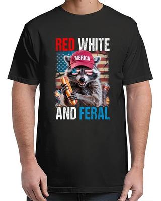 Rot Weiß und Wildlustig Waschbär Patriotisch 4. Juli USA Erwachsenen S-4XL Unisex T-Shirt