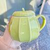 Pumpkin Water Mug Breakfast Milk Cup Cute Halloween Ceramic Mug with Lid Christmas Eve Presents Drinkware