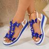 Fashion Women Sandals Lightweight Elastic Band Sandals 2025 New Slip on Wedges Shoes Woman Rhinestone Butterfly Platform Sandals Women
