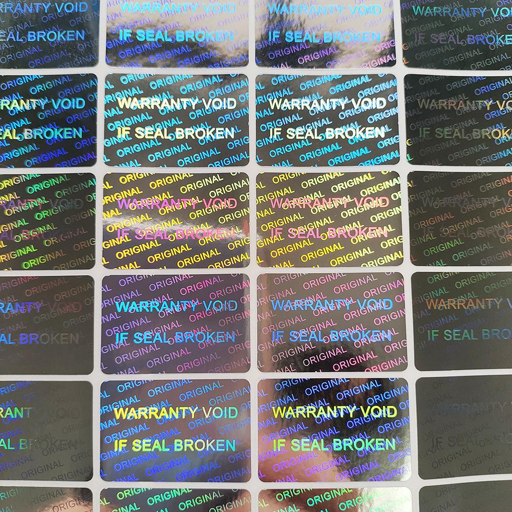 100 Stück 3x2cm GARANTIE ERLISCHT BEI SIEGELBRUCH Silber Hologramm Manipulationssicheres Etikett Aufkleber Entfernungsfest Fälschungssicher Stempel