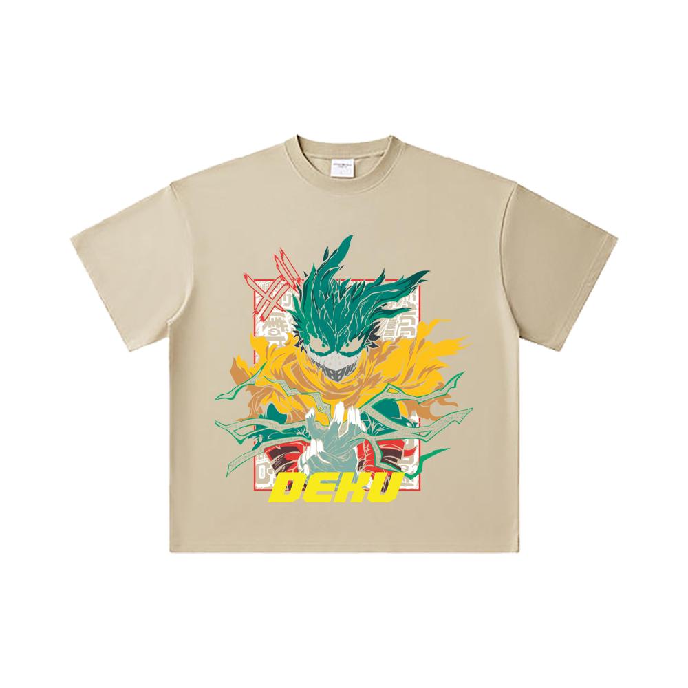 260 GSM Double Yarn 32 Count 100% Cotton My Hero Academia V23 Deku Print Unisex Heavy Cotton T Shirt